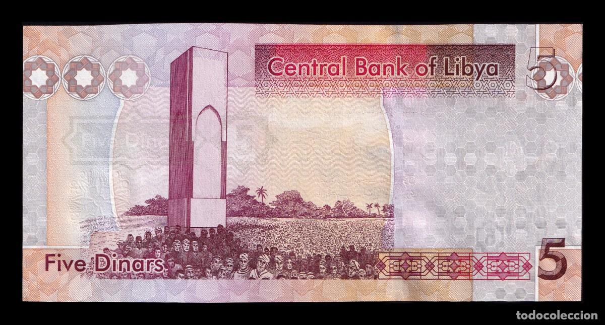 Billetes extranjeros: Libia 5 Dinares 2011 Pick 77 Sc Unc - Foto 2