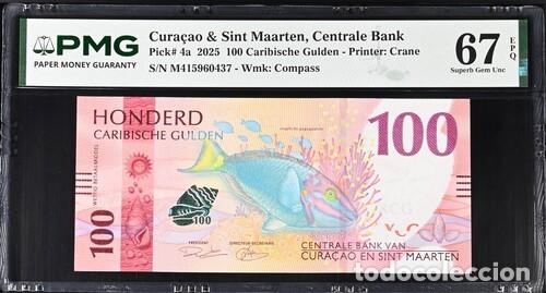 Billetes extranjeros: CURAZAO * BILLETE 100 CARIBISCHE GULDEN 2025 * PMG-67 EPQ (IC-1739)