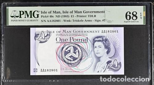 Billetes extranjeros: ISLA DE MAN * BILLETE 1 POUND 1983 * PMG-68 EPQ (IC-1745)