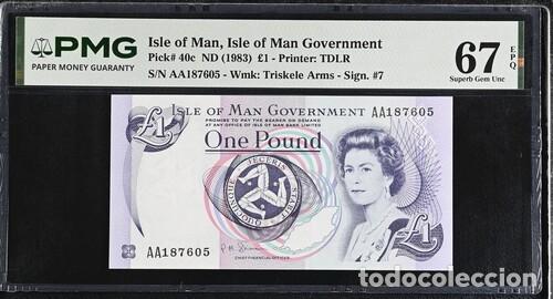 Billetes extranjeros: ISLA DE MAN * BILLETE 1 POUND 1983 * PMG-67 EPQ (IC-1742)