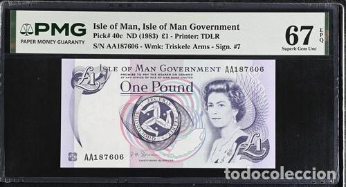 Billetes extranjeros: ISLA DE MAN * BILLETE 1 POUND 1983 * PMG-67 EPQ (IC-1744)