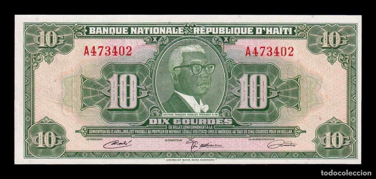 Billetes extranjeros: Hait&iacute; 10 Gourdes Fran&ccedil;ois Duvalier 1919 Pick 203a(2) Sc Unc
