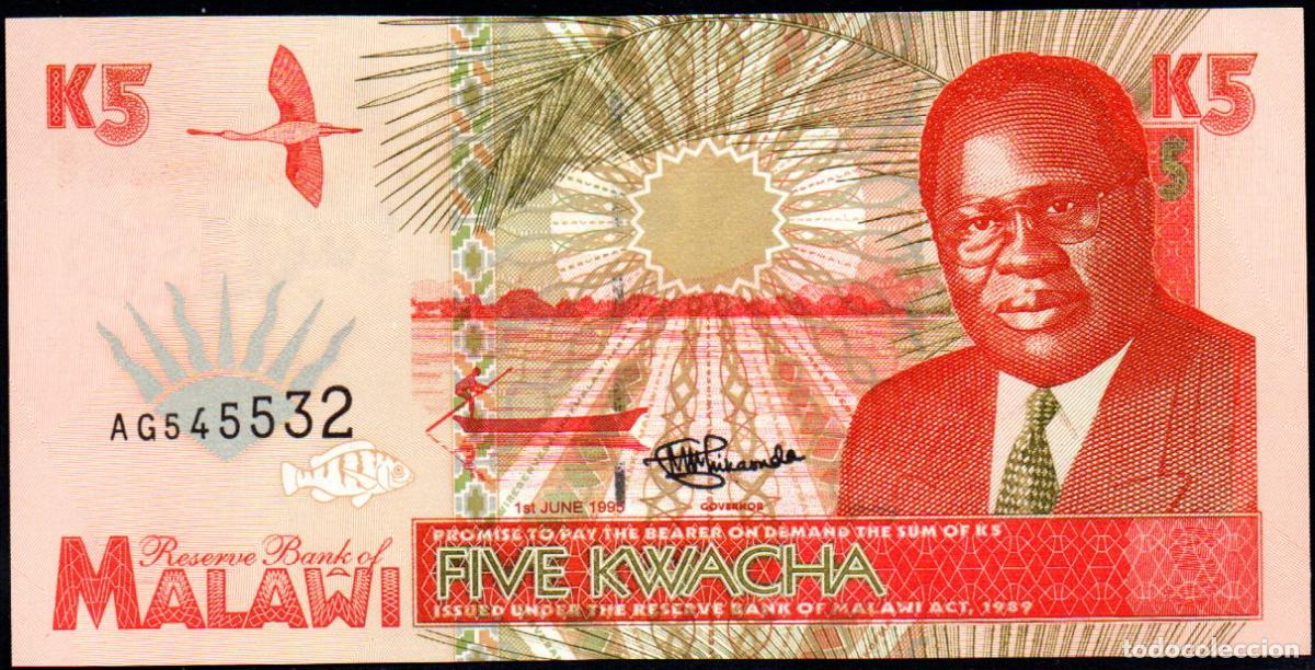 Billetes extranjeros: MALAWI - 5 KWACHA 1989 - Pick. 30 - S/C