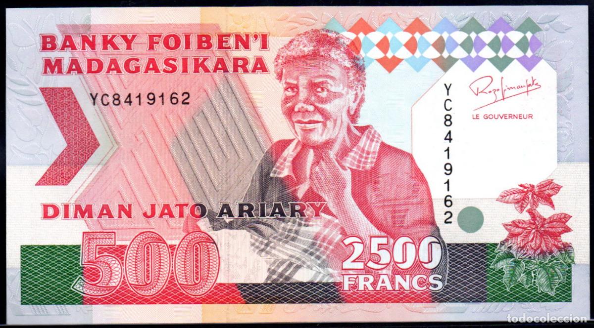 Billetes extranjeros: MADAGASCAR - 2500 FRANCOS - 500 ARIARY - Pick. 72 - S/C