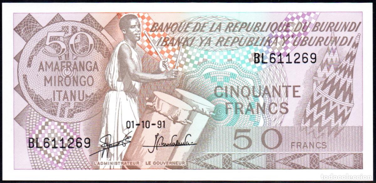 Billetes extranjeros: BURUNDI - 50 FRANCOS 1989 - Pick. 28 - S/C