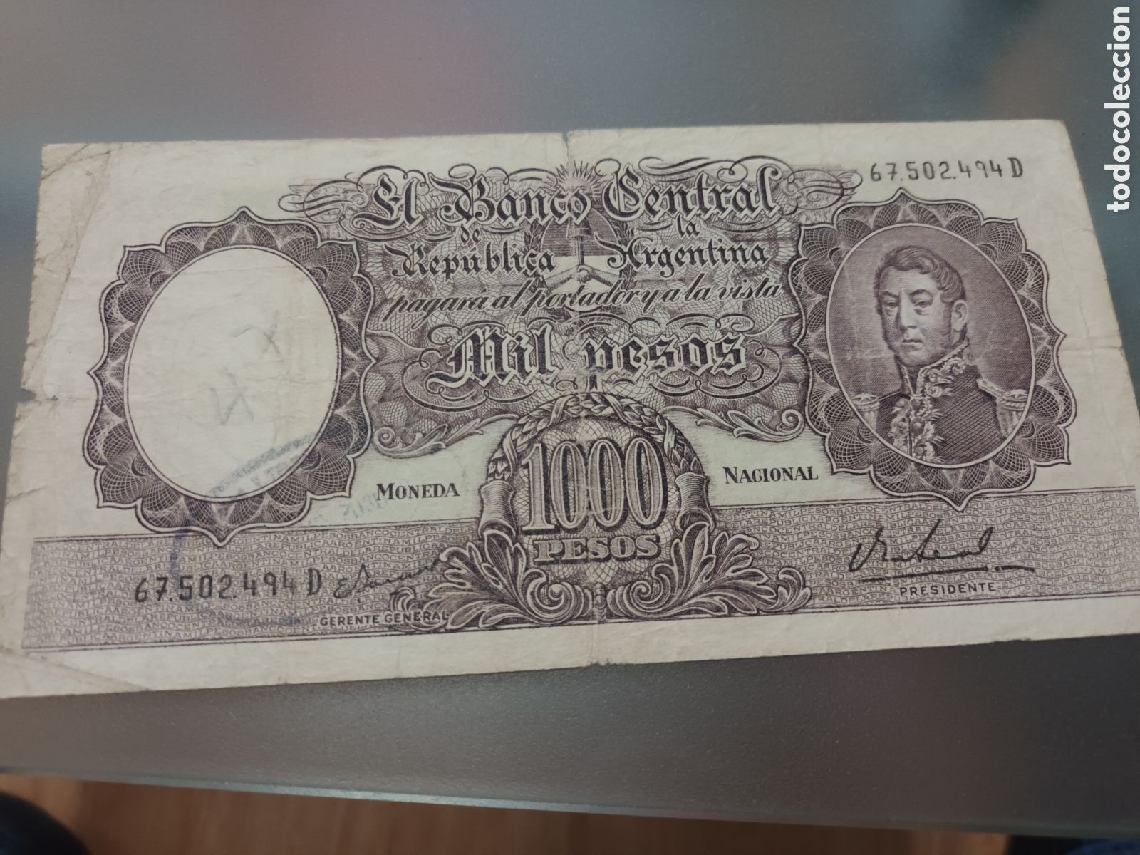 Billetes extranjeros: ANTIGUO BILLETE DE 1000 PESOS DE ARGENTINA 1959-1960