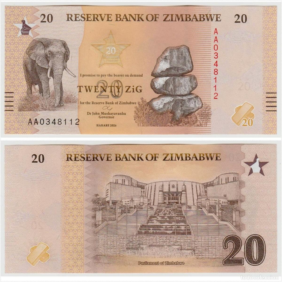 Billetes extranjeros: Zimbabue 20 ZiG 2026 Sin Circular - Foto 1