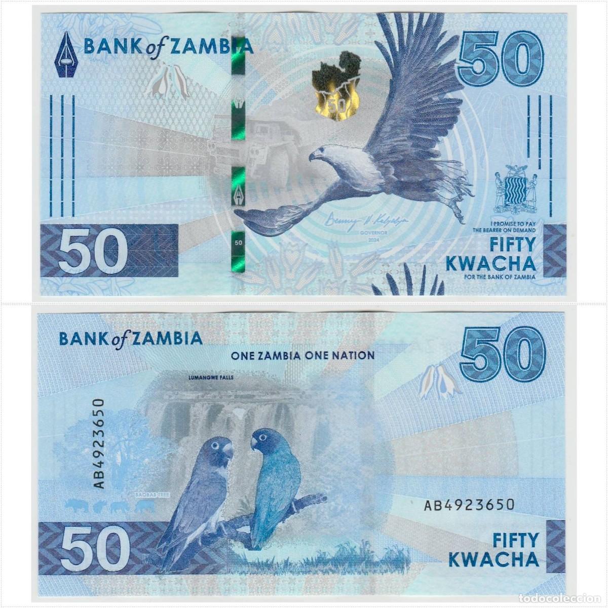 Billetes extranjeros: Zambia 50 Kwacha 2024 n/s AB4923650 Sin Circular (el billete de la foto)