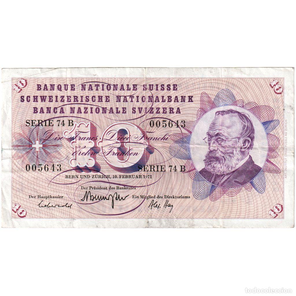 Billetes extranjeros: [#1233979] Billete, 10 Franken, 1971, Suiza, 1971-02-10, KM:45q, BC+