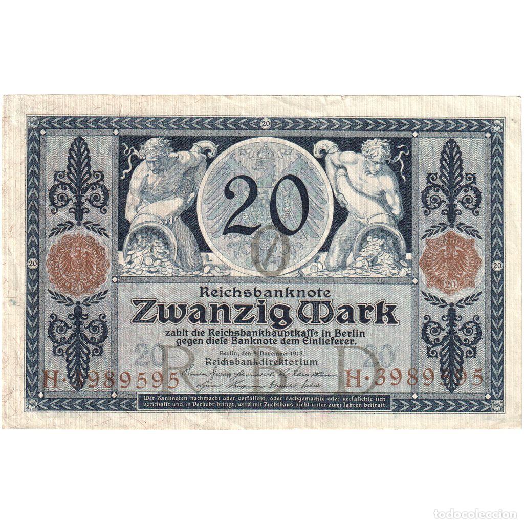 Billetes extranjeros: [#1233990] Alemania, 20 Mark, 1915-11-04, MBC+