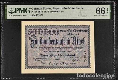 Billetes extranjeros: ALEMANIA * BILLETE 500.000 MARK 1923 * PMG-66 EPQ (IC-1787)