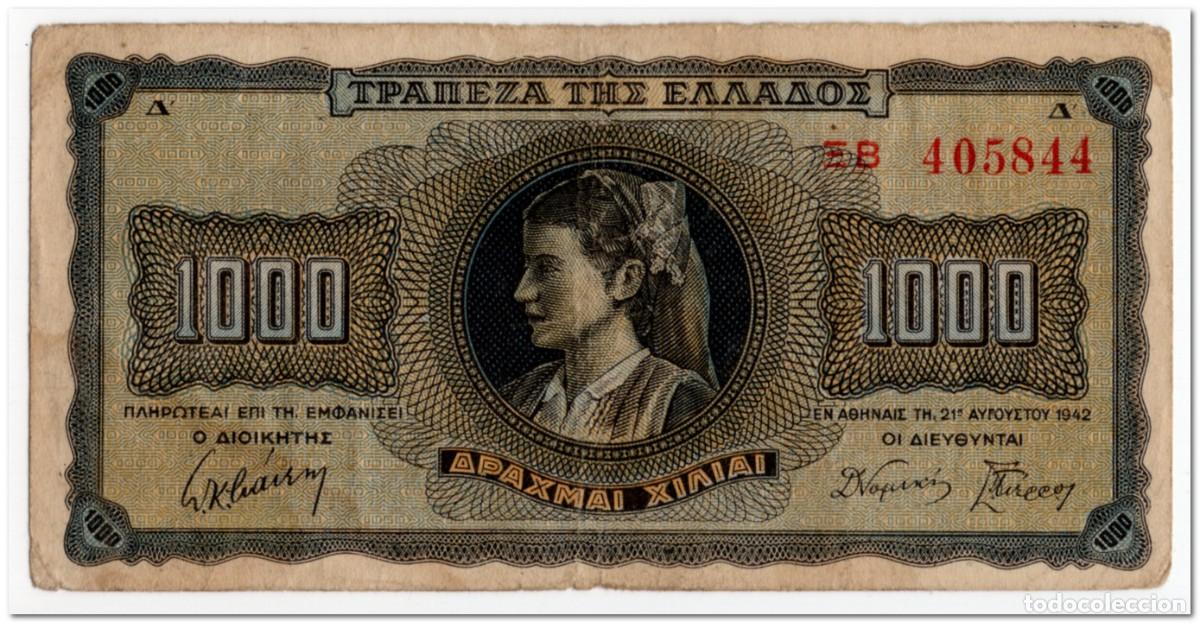 Billetes extranjeros: GREECE,1000 DRACHMAI,1942,P.118,FINE