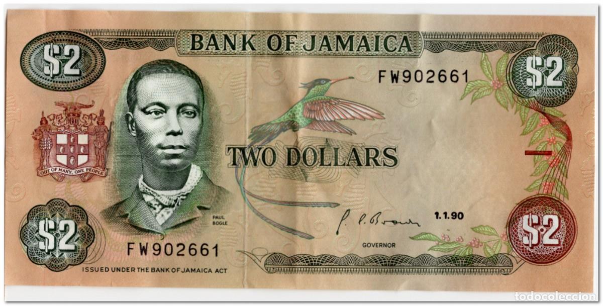 Billetes extranjeros: JAMAICA,2 DOLLARS,1990,P.69d,VF