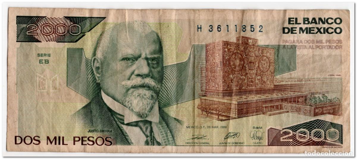Billetes extranjeros: MEXICO,2000 PESOS,1989,P.86c,F