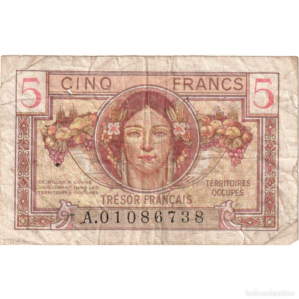 Billetes extranjeros: [#1234029] Francia, 5 Francs, 1947 French Treasury, A.01086738, BC+