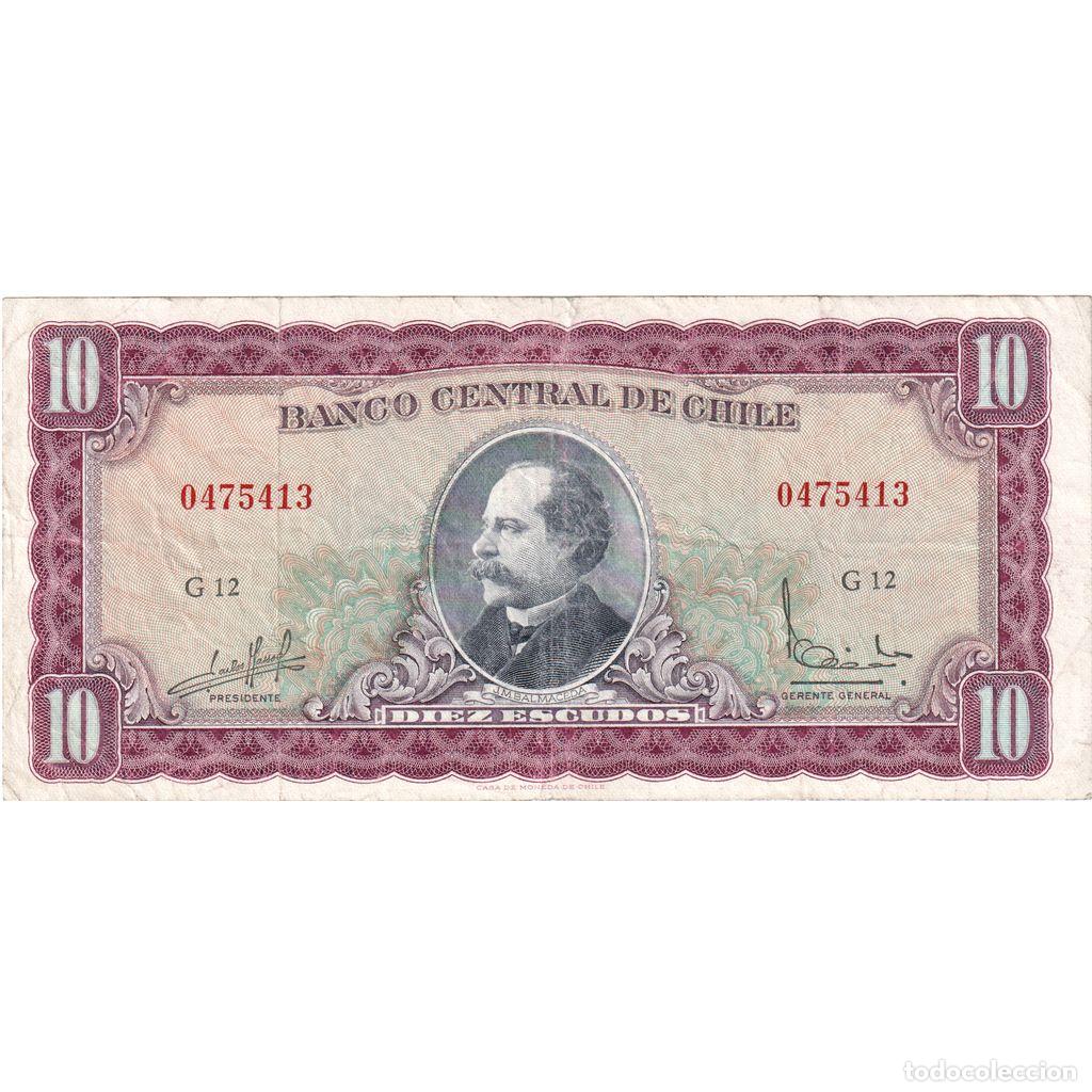 Billetes extranjeros: [#1234049] Billete, 10 Escudos, 1967-1976, Chile, KM:142Aa, BC+