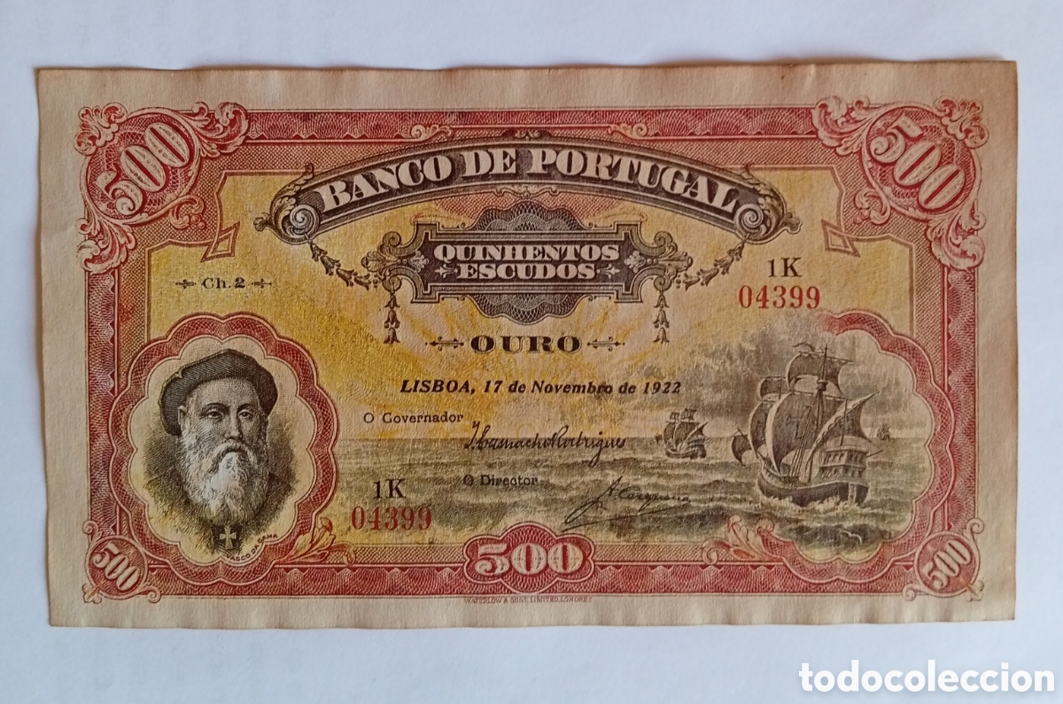 Billetes extranjeros: Falso viejo Billete no original de 500 reis Banco de Portugal Alves dos Reis
