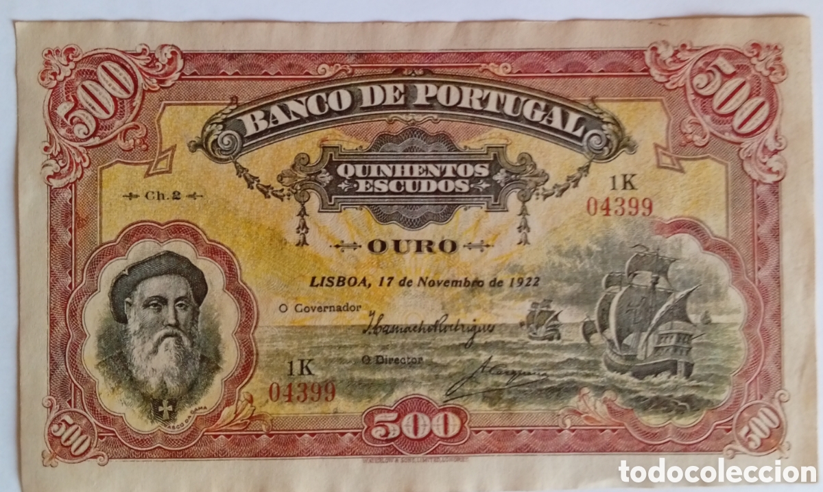 Billetes extranjeros: Falso viejo Billete no original de 500 reis Banco de Portugal Alves dos Reis