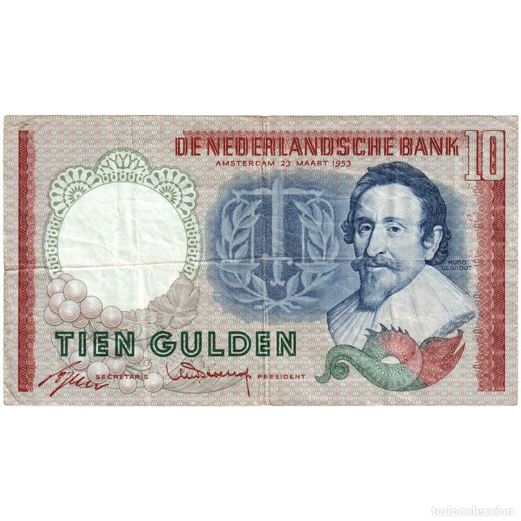 Billetes extranjeros: [#1234083] Billete, 10 Gulden, 1953-1956, Pa&iacute;ses Bajos, KM:85, 1953-03-23, MBC
