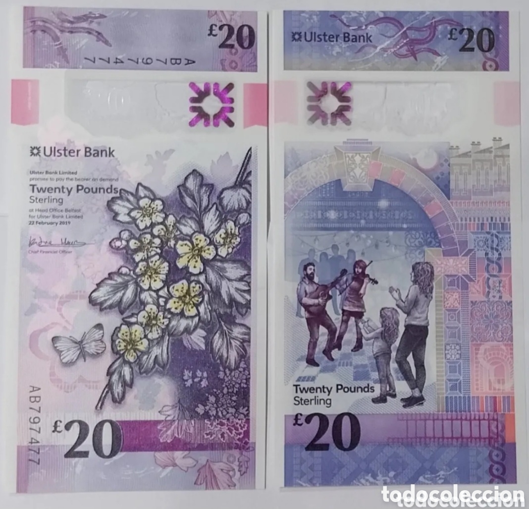 Billetes extranjeros: Billete ulster bank Irlanda pol&iacute;mero original %