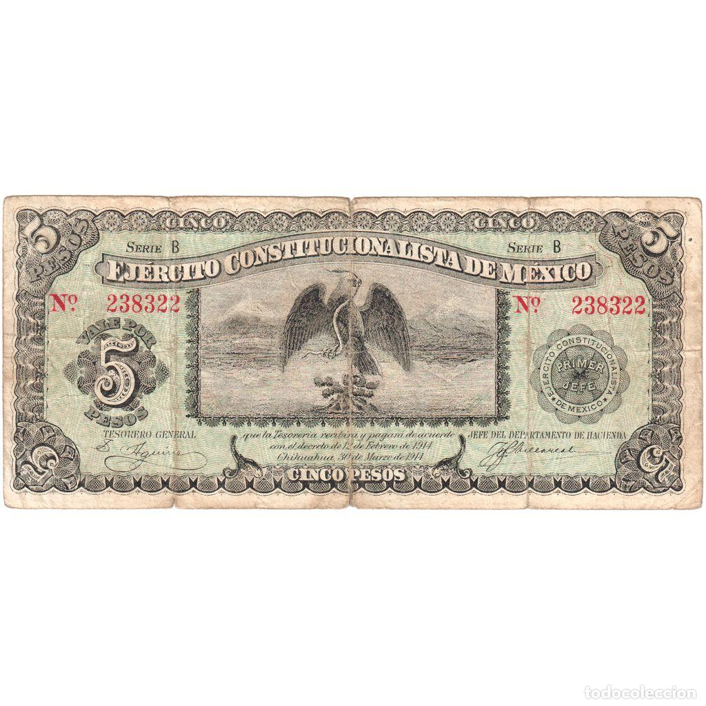Billetes extranjeros: [#1234092] M&eacute;xico, 5 Pesos, 1914, BC