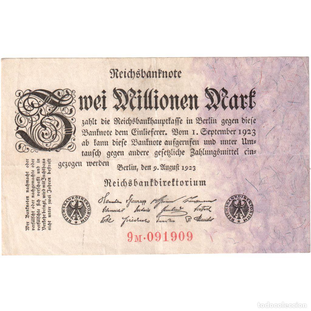 Billetes extranjeros: [#1234135] Billete, 2 Millionen Mark, 1923, Alemania, KM:104a, MBC