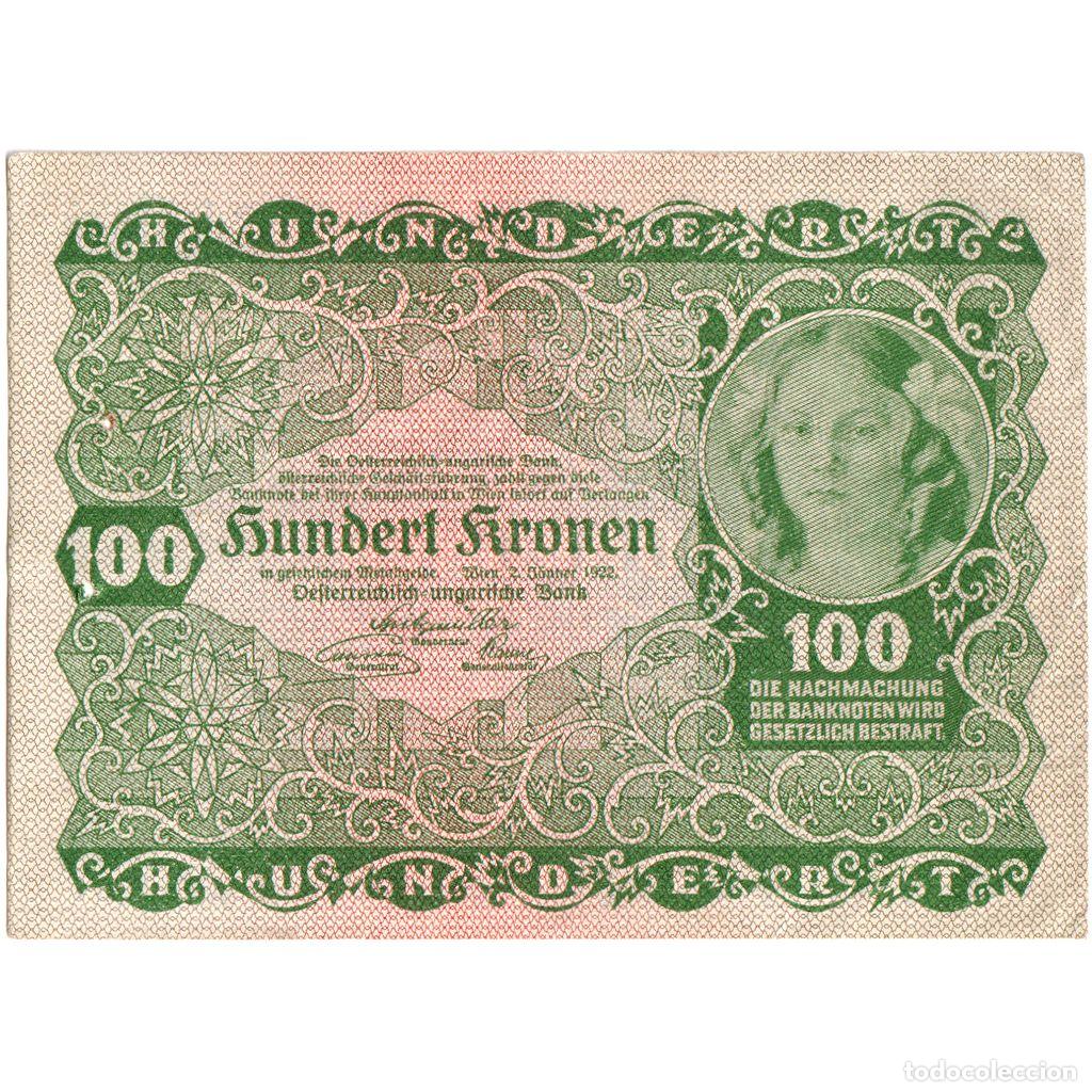 Billetes extranjeros: [#1234145] Billete, 100 Kronen, Austria, 1922-01-02, KM:77, MBC