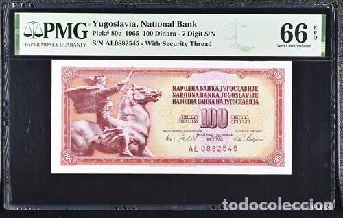 Billetes extranjeros: YUGOSLAVIA * BILLETE 100 DINARA 1965 * PMG-66 EPQ (IC-1764)