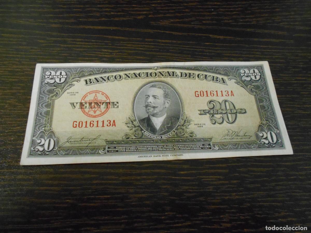 Billetes extranjeros: CUBA-BILLETE 20 PESOS 1958-ANTONIO MACEO-PICK 80b-MBC-
