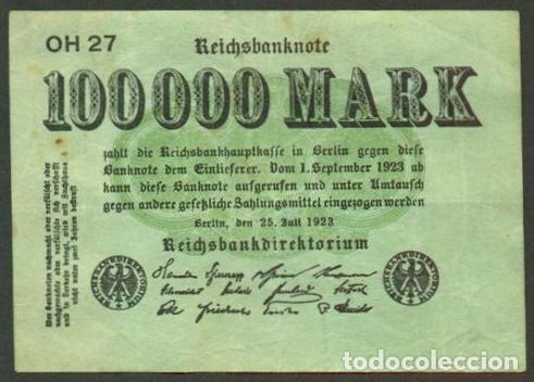 Billets internationaux: ALEMANIA. 100000 mark 1923. Unifaz.
