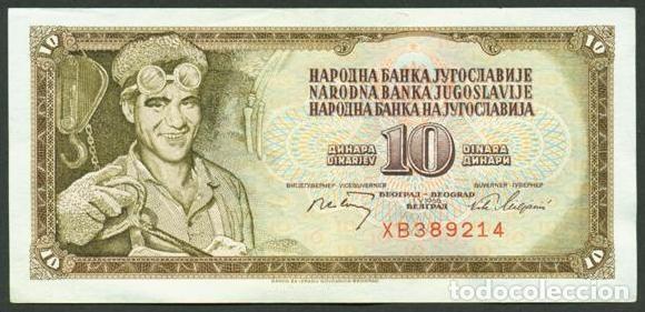 Billets internationaux: YUGOSLAVIA. 10 dinara 1968. Pick 82b. Sin hilo de seguridad. Numeros grandes.
