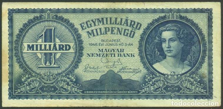 Billetes extranjeros: HUNGRIA. 1 Milliard milpengo 3.6. 1946. Pick 131.