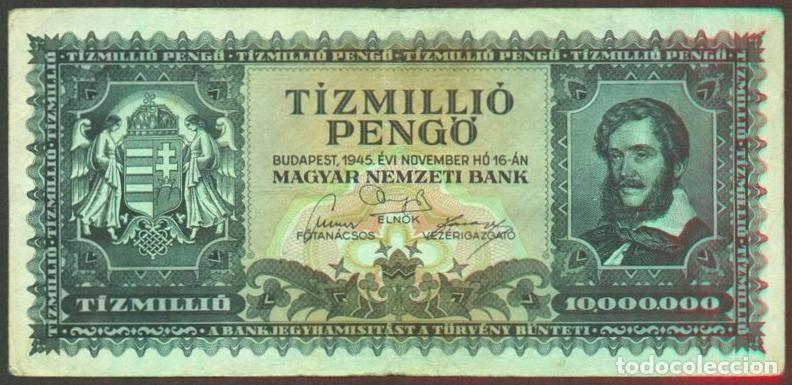 Billetes extranjeros: HUNGRIA. 10000000 pengo 16.11. 1945. Pick 123.