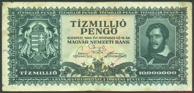 Billetes extranjeros: HUNGRIA. 10000000 pengo 16.11. 1945. Pick 123.