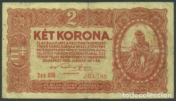 Banconote internazionali: HUNGRIA. 2 korona 1920. Pick 58. Ver letra del N&ordm; de serie.