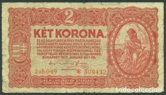 Billetes extranjeros: HUNGRIA. 2 korona 1920. Pick 58. Ver letra del N&ordm; de serie.