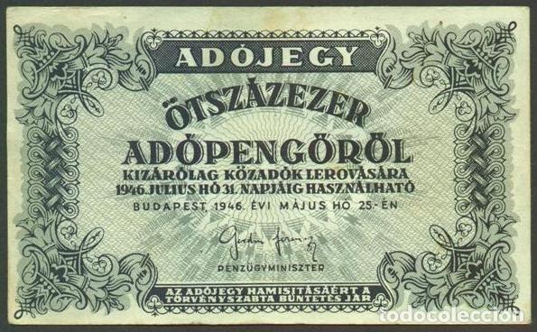 Billetes extranjeros: HUNGRIA. 500000 Ad&oacute;pengo 25.5. 1946. Pick 139.