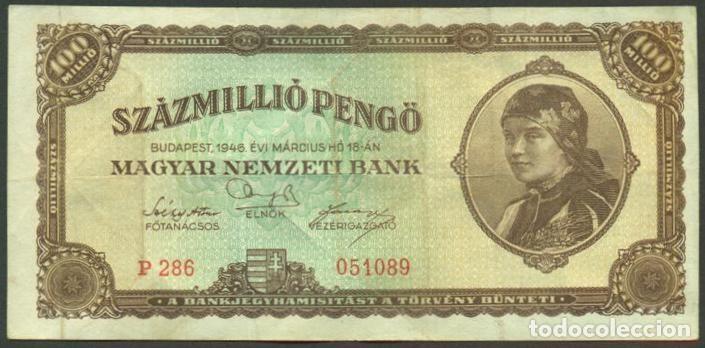 Billetes extranjeros: HUNGRIA. 100000000 pengo 14.3. 1946. Pick 124.