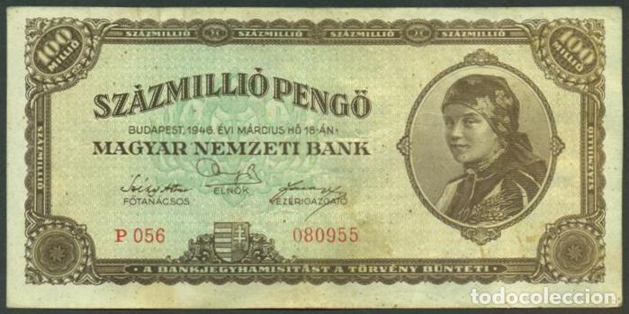 Billetes extranjeros: HUNGRIA. 100000000 pengo 14.3. 1946. Pick 124.