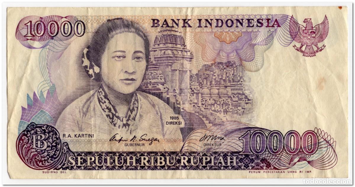 Billetes extranjeros: INDONESIA,10000 RUPIAH,1985,P.126,F-VF