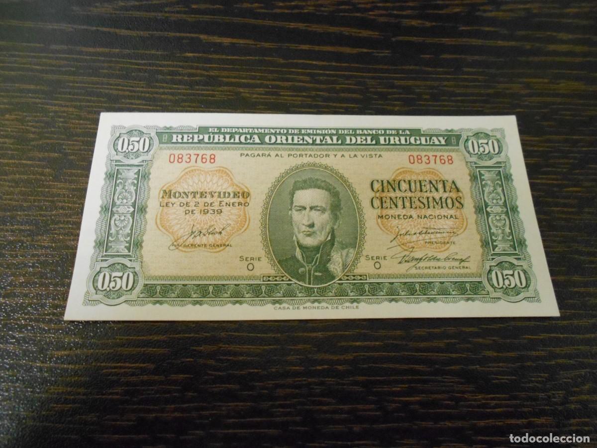 Billetes extranjeros: URUGUAY-BILLETE ANTIGUO-50 CENTESIMOS-1939-EBC
