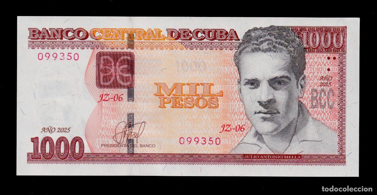 Billetes extranjeros: CUBA 1000 PESOS 2025 UNC/SC Pick.NL Serie 099350 Alfa JZ-06 REEMPLAZO REPOSICIÓN REPLACEMENT