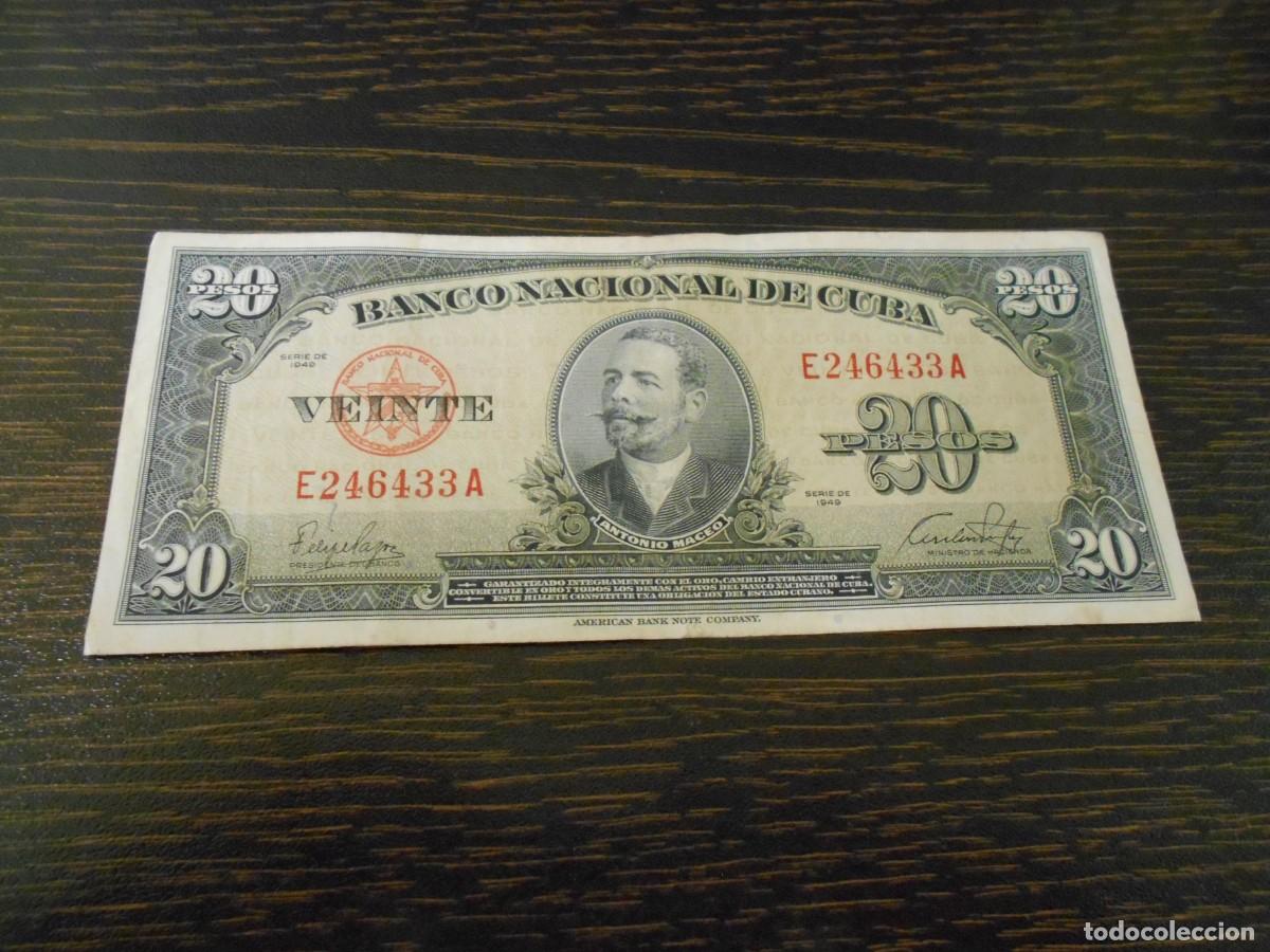 Billetes extranjeros: CUBA-BILLETE 20 PESOS 1949-ANTONIO MACEO-PICK 80a-MBC-