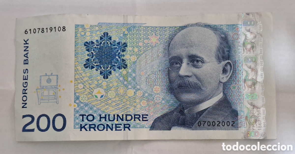Billetes extranjeros: Billete Noruega,1.994, 200 Kroner,MBC+