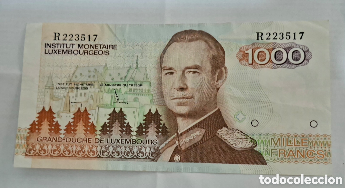 Billetes extranjeros: Billete Luxemburgo,1.985, 1.000 Francos,MBC.