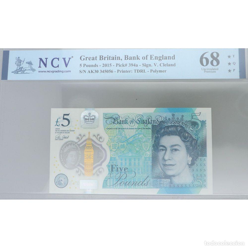 Notas Internacionais: REINO UNIDO. 5 LIBRAS 2015 NCV 68 TQP. BANCO DE INGLATERRA. CHURCHILL
