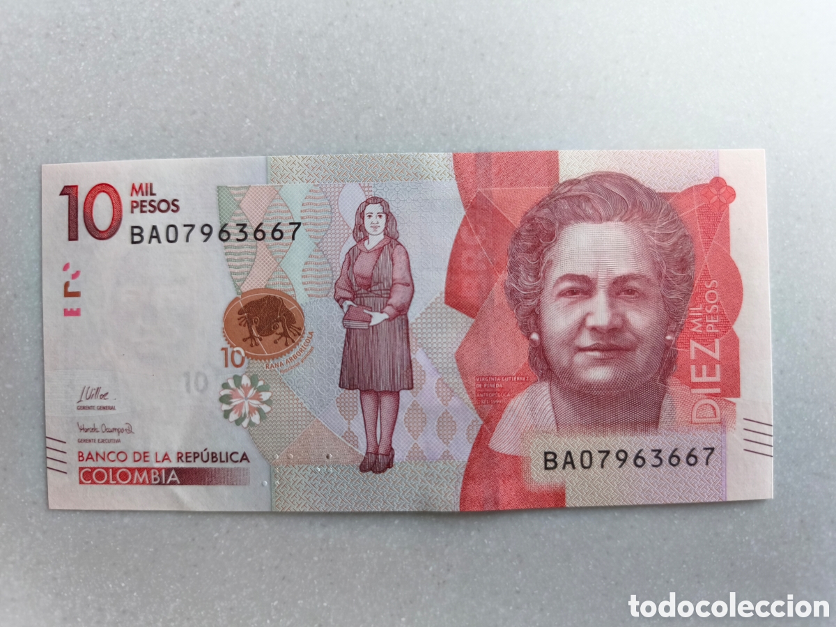 Billetes extranjeros: 10000 pesos Colombia 2021