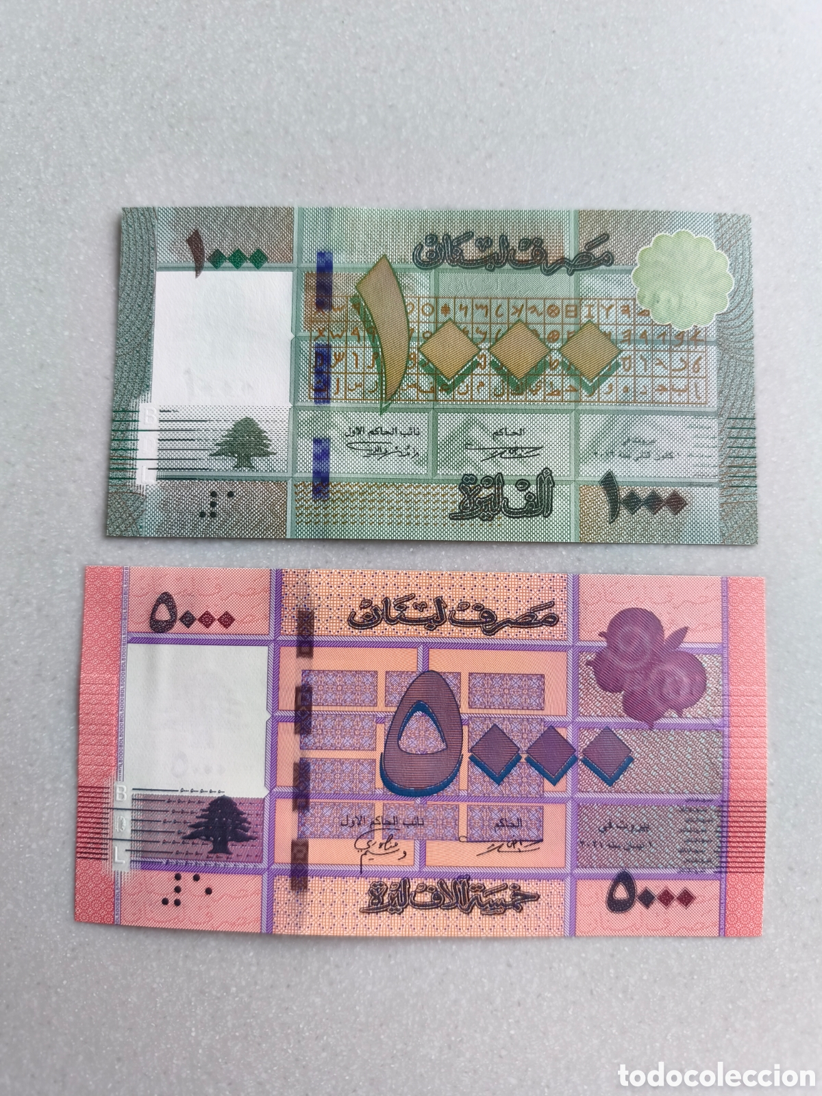Billetes extranjeros: Lote 2 billetes L&iacute;bano sc - Foto 2