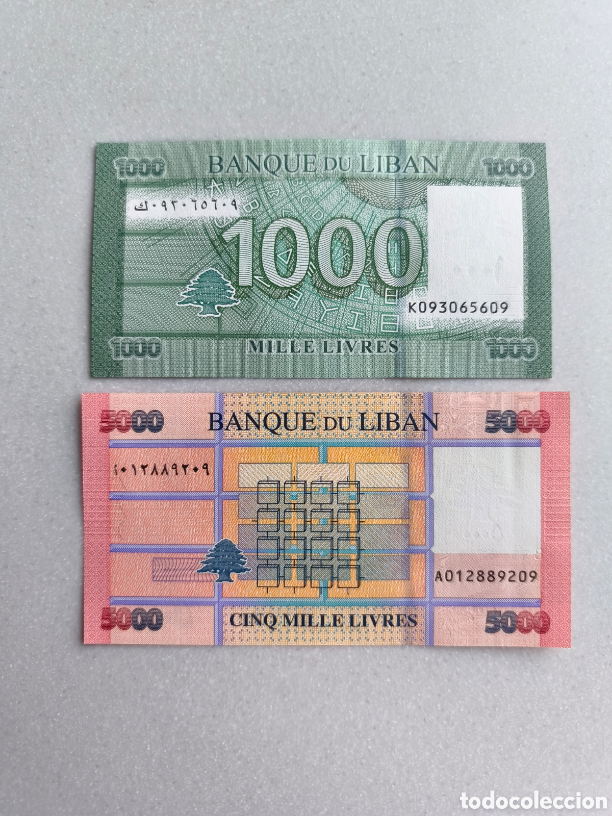 Billetes extranjeros: Lote 2 billetes L&iacute;bano sc - Foto 1