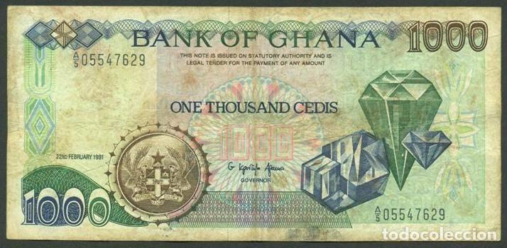 Billetes extranjeros: GHANA. 1000 cedis 1991. Pick 29a.